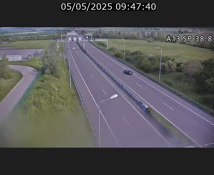 Webcam autoroute A13 à l'entrée ouest du tunnel Markusbierg à Schengen. Vue orientée vers le tunnel et l'Allemagne