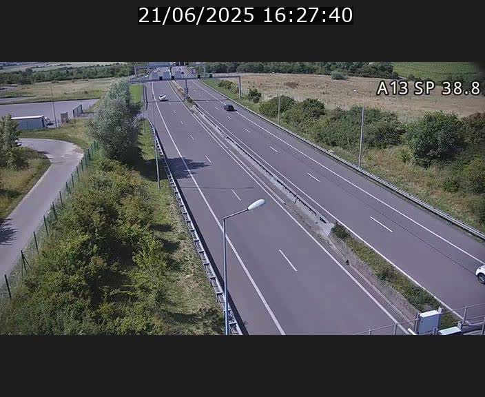 Webcam autoroute A13 à l'entrée ouest du tunnel Markusbierg à Schengen. Vue orientée vers le tunnel et l'Allemagne
