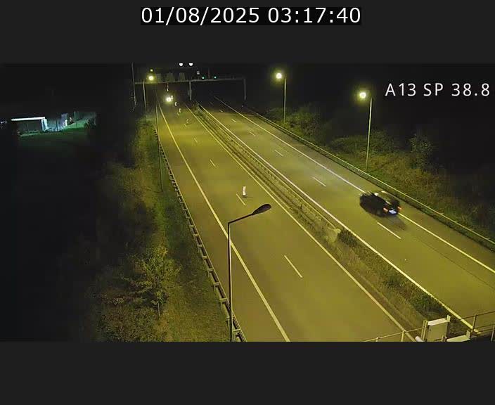 Webcam autoroute A13 à l'entrée ouest du tunnel Markusbierg à Schengen. Vue orientée vers le tunnel et l'Allemagne