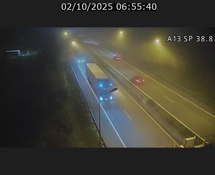 Webcam autoroute A13 à l'entrée ouest du tunnel Markusbierg à Schengen. Vue orientée vers le tunnel et l'Allemagne