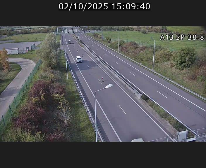 Webcam autoroute A13 à l'entrée ouest du tunnel Markusbierg à Schengen. Vue orientée vers le tunnel et l'Allemagne