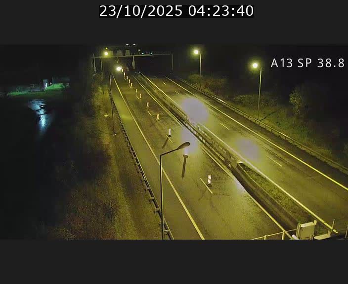 Webcam autoroute A13 à l'entrée ouest du tunnel Markusbierg à Schengen. Vue orientée vers le tunnel et l'Allemagne