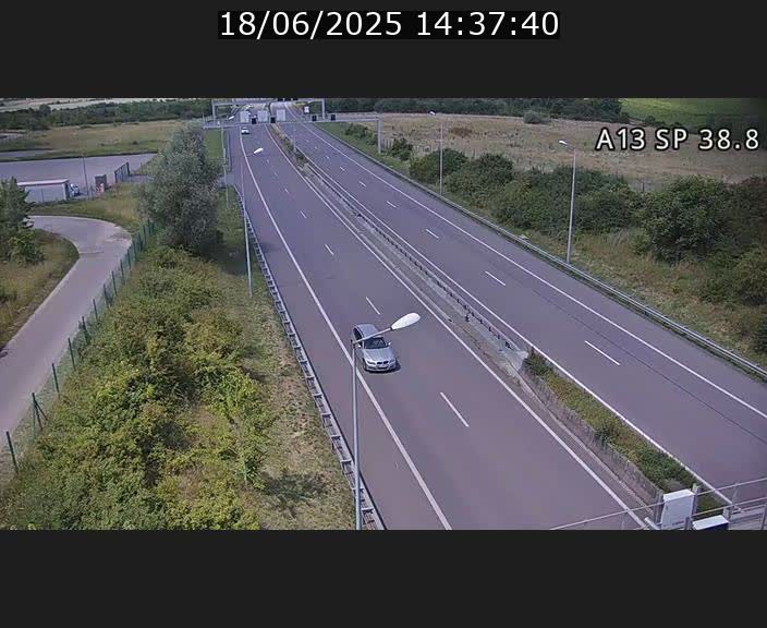 <h2>Webcam autoroute A13 à l'entrée ouest du tunnel Markusbierg à Schengen. Vue orientée vers le tunnel et l'Allemagne</h2>