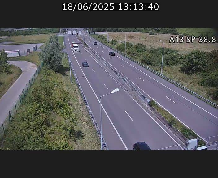 <h2>Webcam autoroute A13 à l'entrée ouest du tunnel Markusbierg à Schengen. Vue orientée vers le tunnel et l'Allemagne</h2>