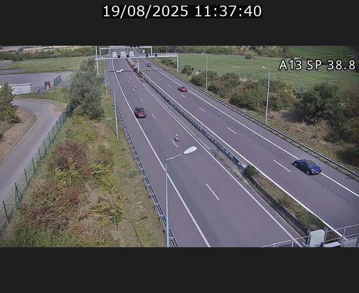 <h2>Webcam autoroute A13 à l'entrée ouest du tunnel Markusbierg à Schengen. Vue orientée vers le tunnel et l'Allemagne</h2>