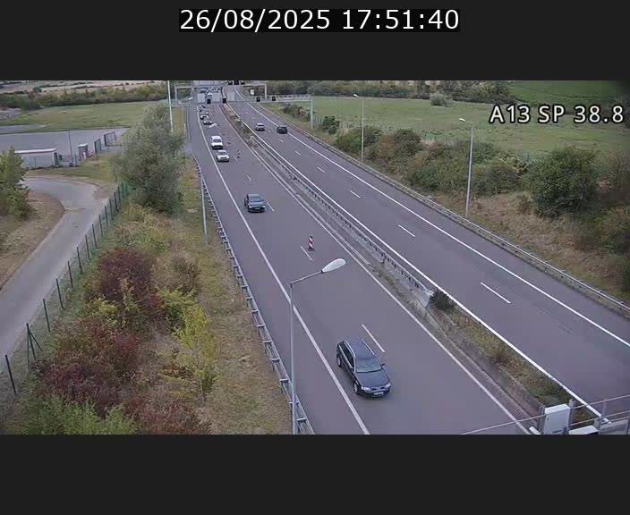 <h2>Webcam autoroute A13 à l'entrée ouest du tunnel Markusbierg à Schengen. Vue orientée vers le tunnel et l'Allemagne</h2>