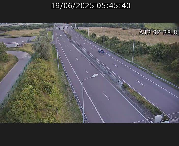 <h2>Webcam autoroute A13 à l'entrée ouest du tunnel Markusbierg à Schengen. Vue orientée vers le tunnel et l'Allemagne</h2>