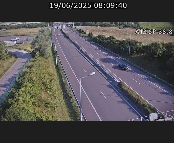 <h2>Webcam autoroute A13 à l'entrée ouest du tunnel Markusbierg à Schengen. Vue orientée vers le tunnel et l'Allemagne</h2>