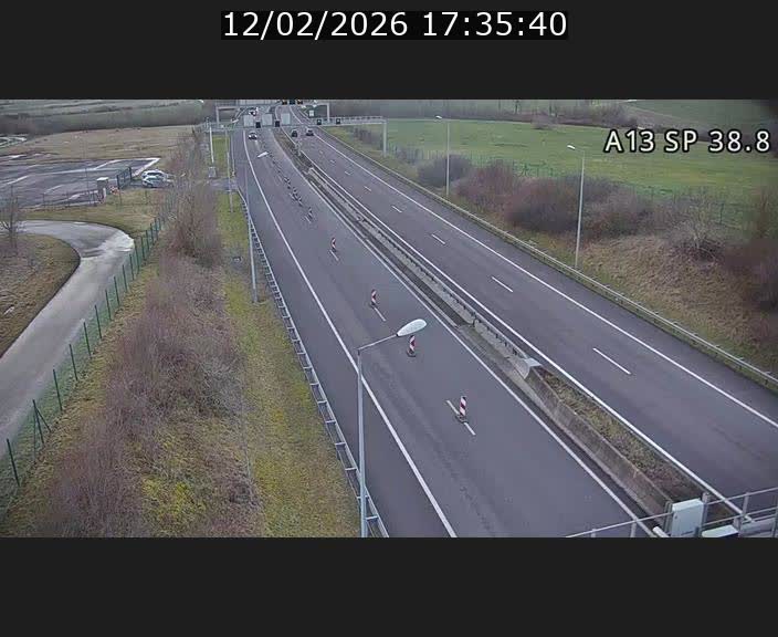 <h2>Webcam autoroute A13 à l'entrée ouest du tunnel Markusbierg à Schengen. Vue orientée vers le tunnel et l'Allemagne</h2>