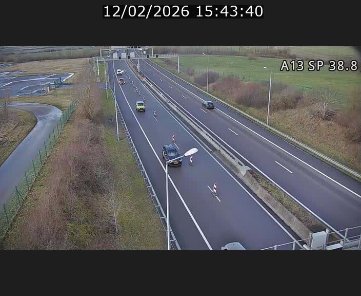 <h2>Webcam autoroute A13 à l'entrée ouest du tunnel Markusbierg à Schengen. Vue orientée vers le tunnel et l'Allemagne</h2>