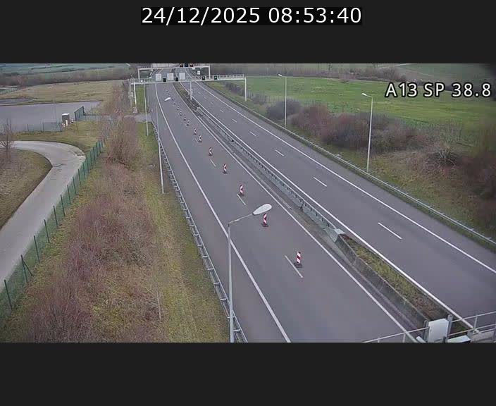<h2>Webcam autoroute A13 à l'entrée ouest du tunnel Markusbierg à Schengen. Vue orientée vers le tunnel et l'Allemagne</h2>