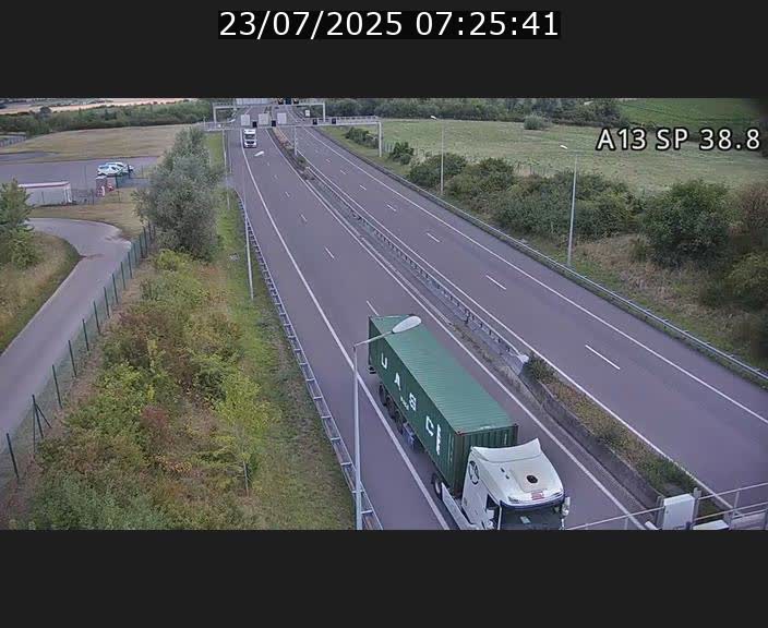 <h2>Webcam autoroute A13 à l'entrée ouest du tunnel Markusbierg à Schengen. Vue orientée vers le tunnel et l'Allemagne</h2>