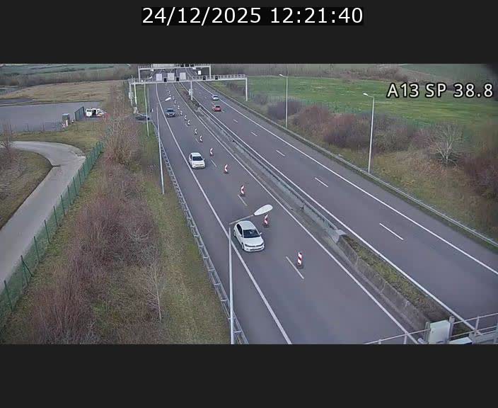<h2>Webcam autoroute A13 à l'entrée ouest du tunnel Markusbierg à Schengen. Vue orientée vers le tunnel et l'Allemagne</h2>