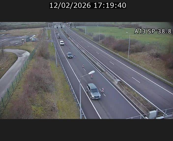 <h2>Webcam autoroute A13 à l'entrée ouest du tunnel Markusbierg à Schengen. Vue orientée vers le tunnel et l'Allemagne</h2>