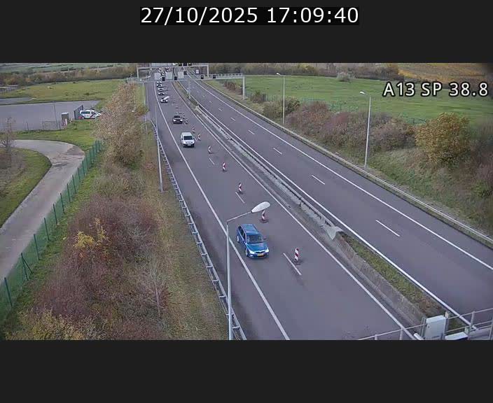 <h2>Webcam autoroute A13 à l'entrée ouest du tunnel Markusbierg à Schengen. Vue orientée vers le tunnel et l'Allemagne</h2>