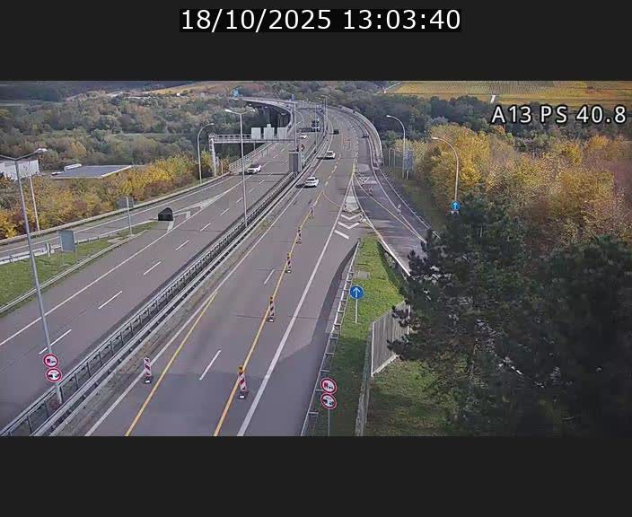 <h2>Webcam autoroute A13 à la sortie est du tunnel Markusbierg à Schengen. Vue sur le pont de la Moselle, vers l'Allemagne</h2>