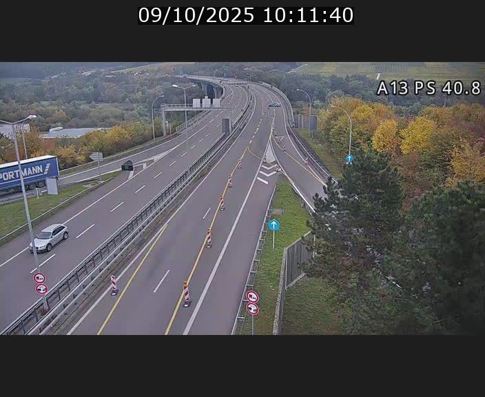 <h2>Webcam autoroute A13 à la sortie est du tunnel Markusbierg à Schengen. Vue sur le pont de la Moselle, vers l'Allemagne</h2>