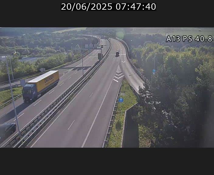 <h2>Webcam autoroute A13 à la sortie est du tunnel Markusbierg à Schengen. Vue sur le pont de la Moselle, vers l'Allemagne</h2>
