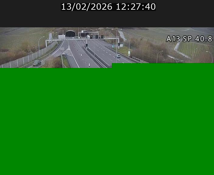 <h2>Webcam avec vue sur l'entrée côté allemand du tunnel Markusbierg à Schengen. Vue orientée vers le tunnel et Bettembourg</h2>