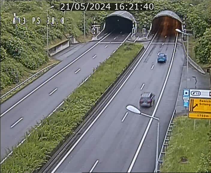 <h2>Webcam autoroute A13 à l'entrée ouest du tunnel Markusbierg à Schengen. Vue orientée vers le tunnel et l'Allemagne</h2>