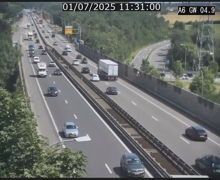 Traffic live webcam Luxembourg Croix de Cessange - A6 - BK 4.9 - direction Belgique