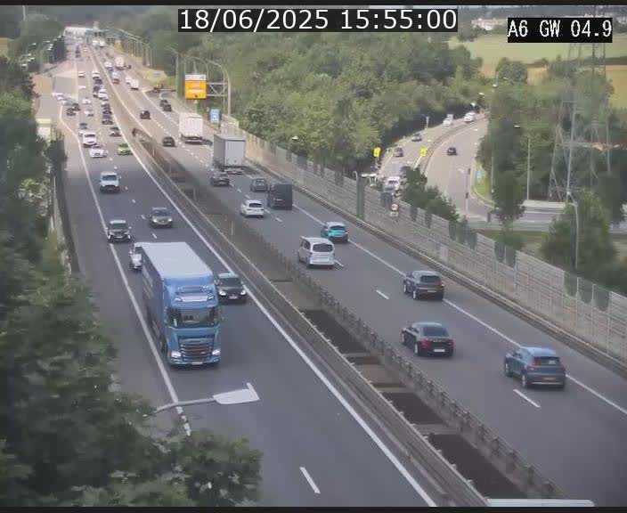 Traffic live webcam Luxembourg Croix de Cessange - A6 - BK 4.9 - direction Belgique