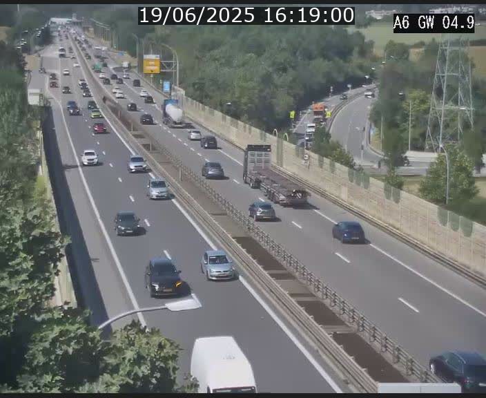 Traffic live webcam Luxembourg Croix de Cessange - A6 - BK 4.9 - direction Belgique