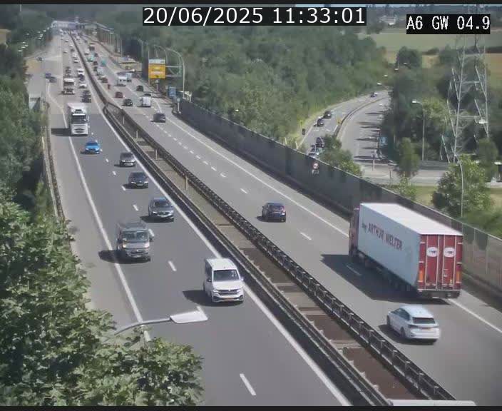 Traffic live webcam Luxembourg Croix de Cessange - A6 - BK 4.9 - direction Belgique