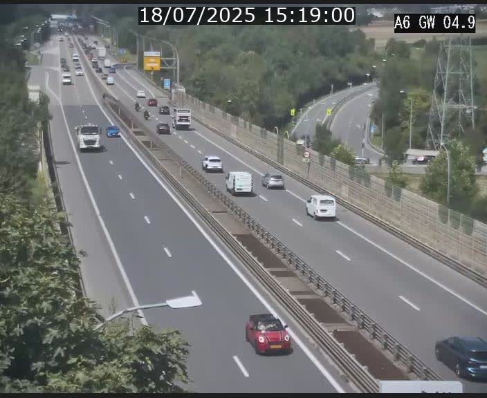 Traffic live webcam Luxembourg Croix de Cessange - A6 - BK 4.9 - direction Belgique