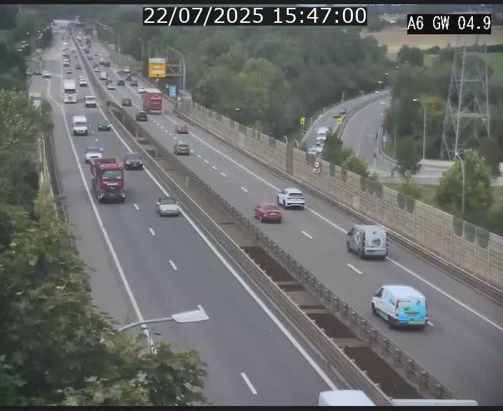 Traffic live webcam Luxembourg Croix de Cessange - A6 - BK 4.9 - direction Belgique
