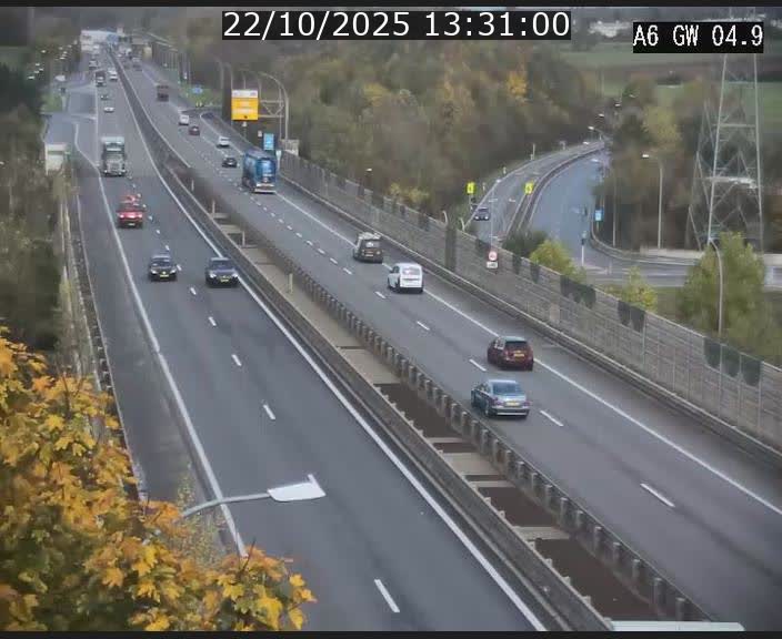 Traffic live webcam Luxembourg Croix de Cessange - A6 - BK 4.9 - direction Belgique