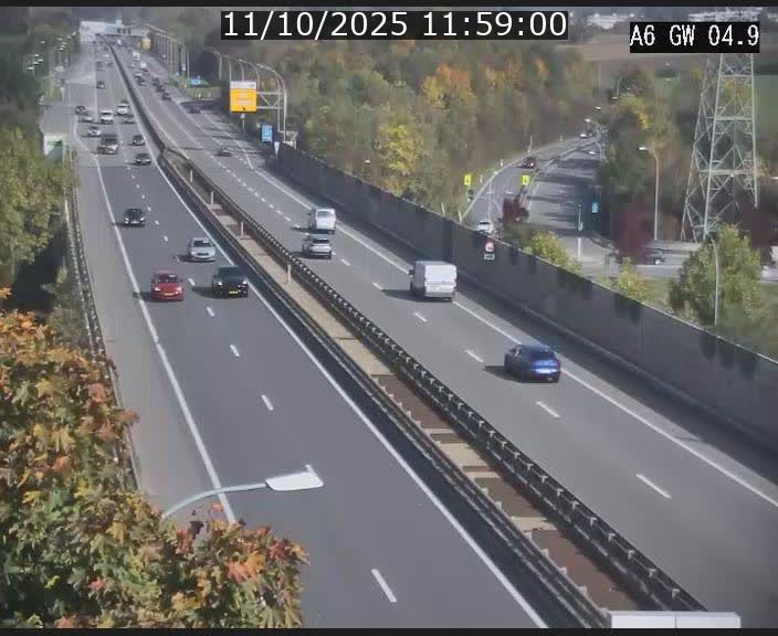 Traffic live webcam Luxembourg Croix de Cessange - A6 - BK 4.9 - direction Belgique