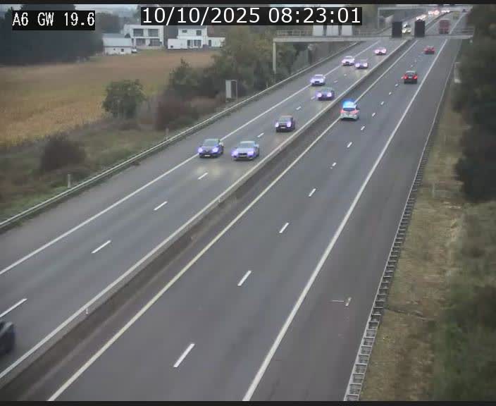 Traffic live webcam Luxembourg - Steinfort - A6 - BK 19.6 - direction Belgique