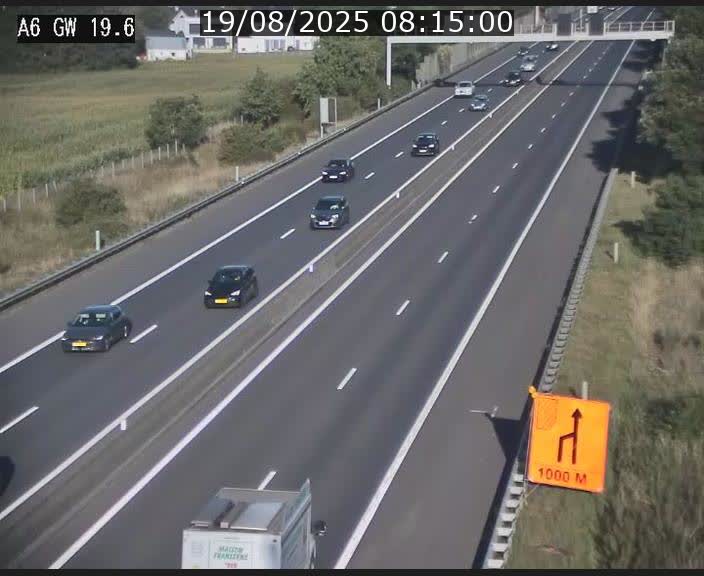 <h2>Traffic live webcam Luxembourg - Steinfort - A6 - BK 19.6 - direction Belgique</h2>