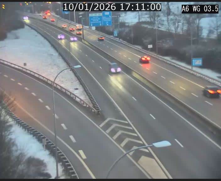 Traffic live webcam Luxembourg - Croix de Cessange - A6 - BK 3.5 - direction France/Allemagne