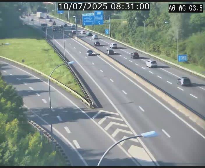 Traffic live webcam Luxembourg - Croix de Cessange - A6 - BK 3.5 - direction France/Allemagne