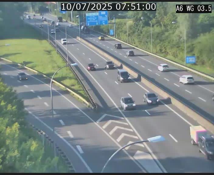 Traffic live webcam Luxembourg - Croix de Cessange - A6 - BK 3.5 - direction France/Allemagne