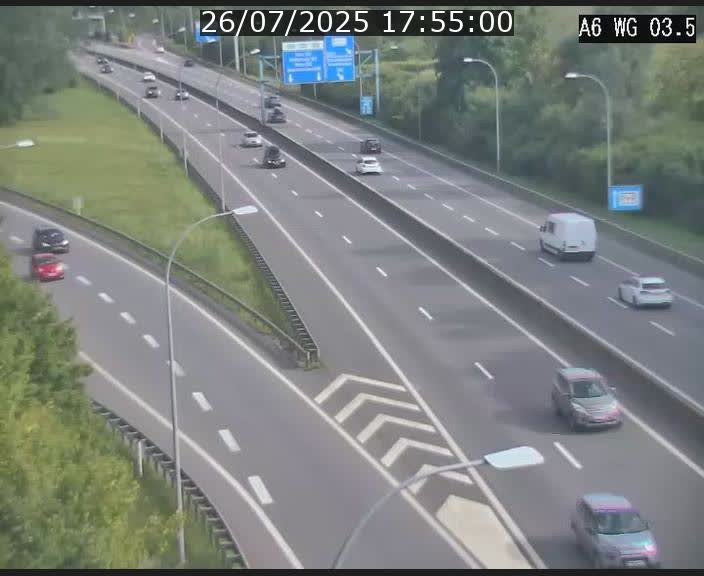 Traffic live webcam Luxembourg - Croix de Cessange - A6 - BK 3.5 - direction France/Allemagne