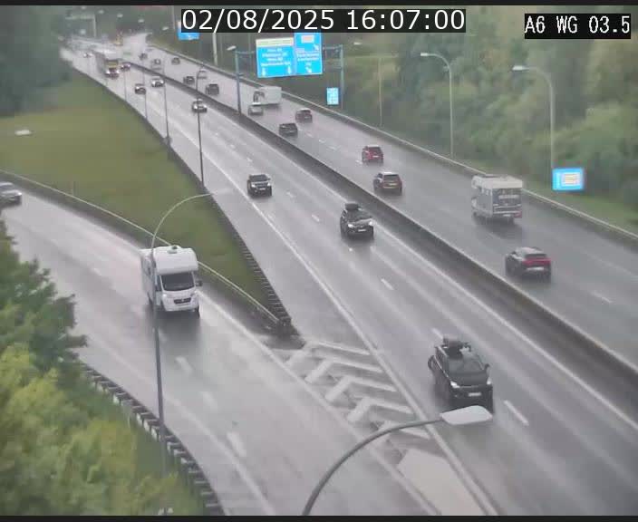 Traffic live webcam Luxembourg - Croix de Cessange - A6 - BK 3.5 - direction France/Allemagne