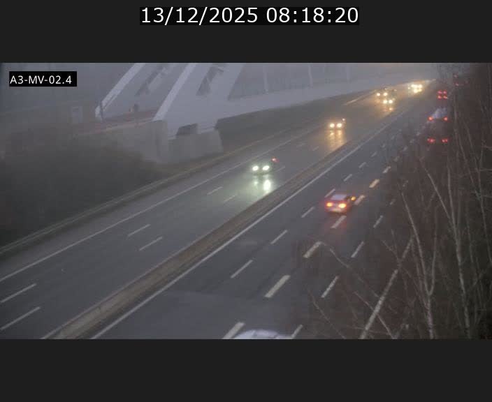 Webcam autoroute de la France (A3) au Luxembourg à Fentange, à proximité de la Croix de Gasperich. Vue orientée vers la Cloche d'Or