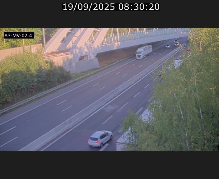 Webcam autoroute de la France (A3) au Luxembourg à Fentange, à proximité de la Croix de Gasperich. Vue orientée vers la Cloche d'Or