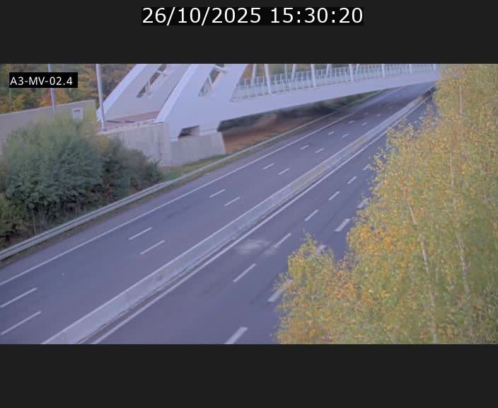 Webcam autoroute de la France (A3) au Luxembourg à Fentange, à proximité de la Croix de Gasperich. Vue orientée vers la Cloche d'Or