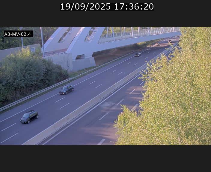 Webcam autoroute de la France (A3) au Luxembourg à Fentange, à proximité de la Croix de Gasperich. Vue orientée vers la Cloche d'Or