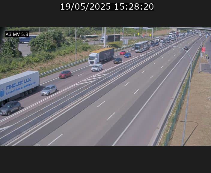 Webcam à l'Aire de Berchem au Luxembourg sur l'A3. Vue orientée vers la France