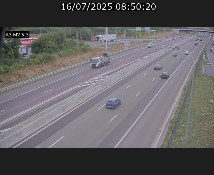 Webcam à l'Aire de Berchem au Luxembourg sur l'A3. Vue orientée vers la France