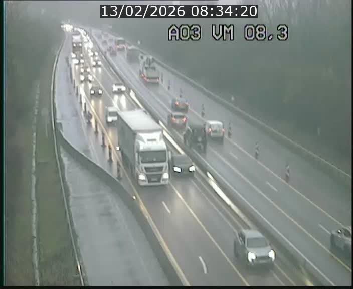 <h2>Traffic live webcam Luxembourg Bettembourg - A3 - BK 8.3 - direction France</h2>