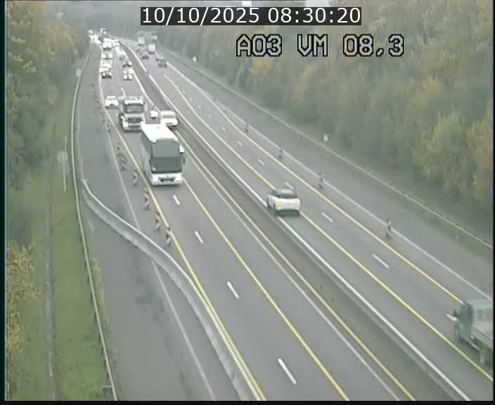 <h2>Traffic live webcam Luxembourg Bettembourg - A3 - BK 8.3 - direction France</h2>