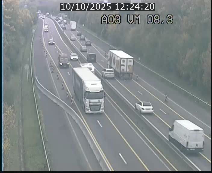 <h2>Traffic live webcam Luxembourg Bettembourg - A3 - BK 8.3 - direction France</h2>