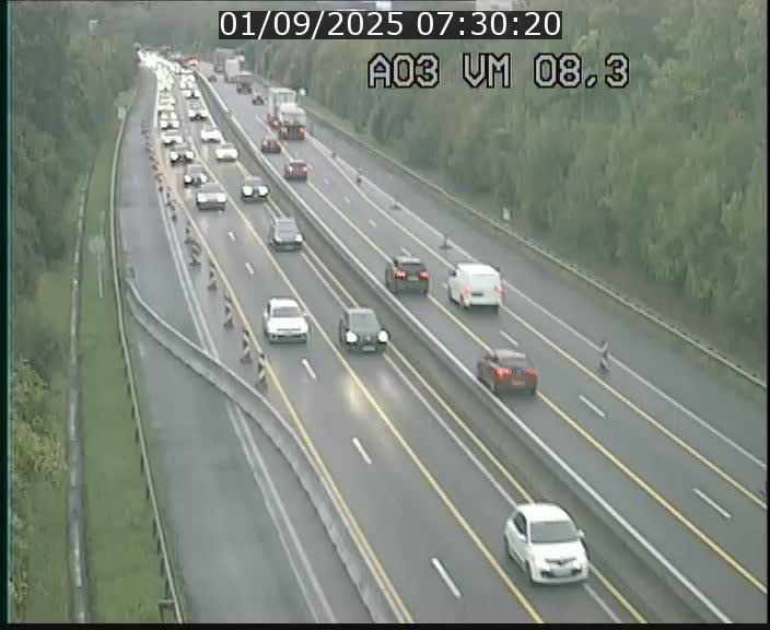 <h2>Traffic live webcam Luxembourg Bettembourg - A3 - BK 8.3 - direction France</h2>