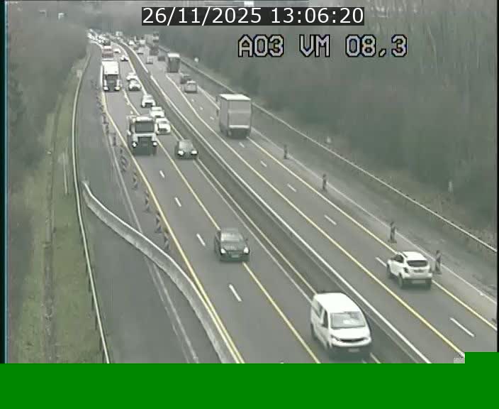 <h2>Traffic live webcam Luxembourg Bettembourg - A3 - BK 8.3 - direction France</h2>